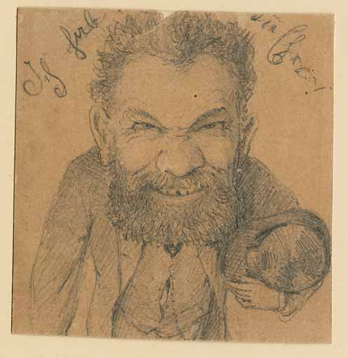 Holzschneider und Radierer Karl Wilhelm Hecht (1843-1920), anonyme Handzeichnung, um 1890
